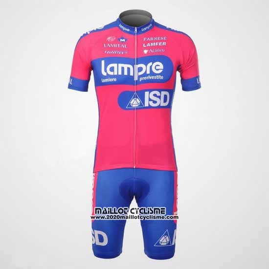 2012 Maillot Ciclismo Lampre ISD Rose et Azur Manches Courtes et Cuissard